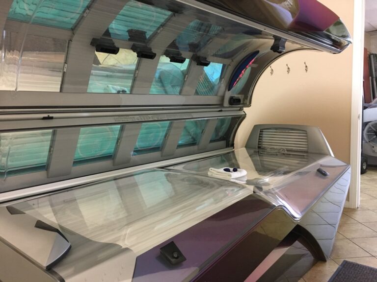 Tanning equipment inside the Advanced Tanning studio